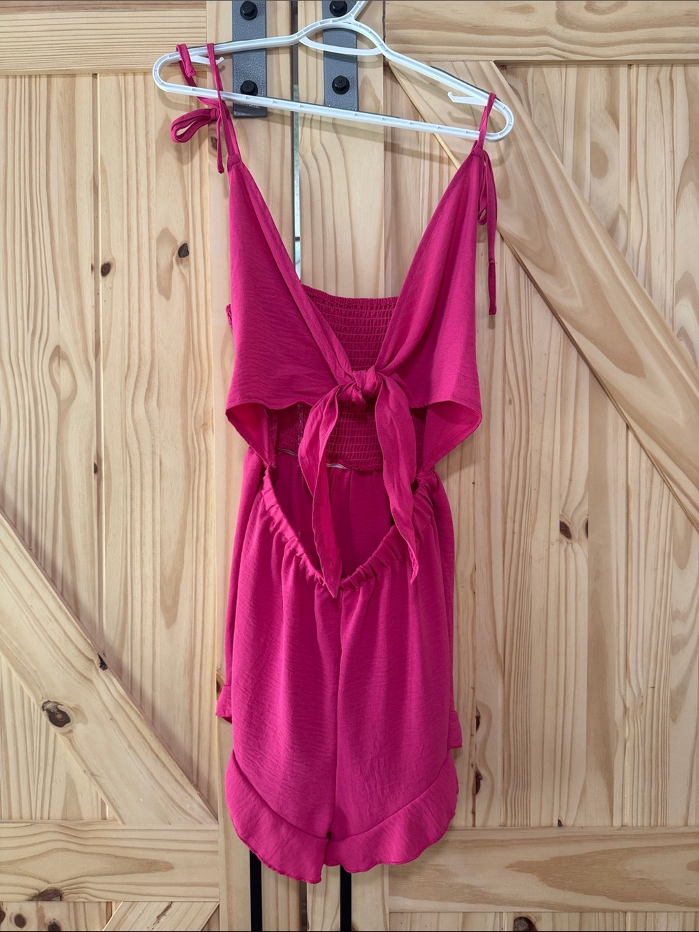 SHEIN Hot Pink Tie-Front Romper